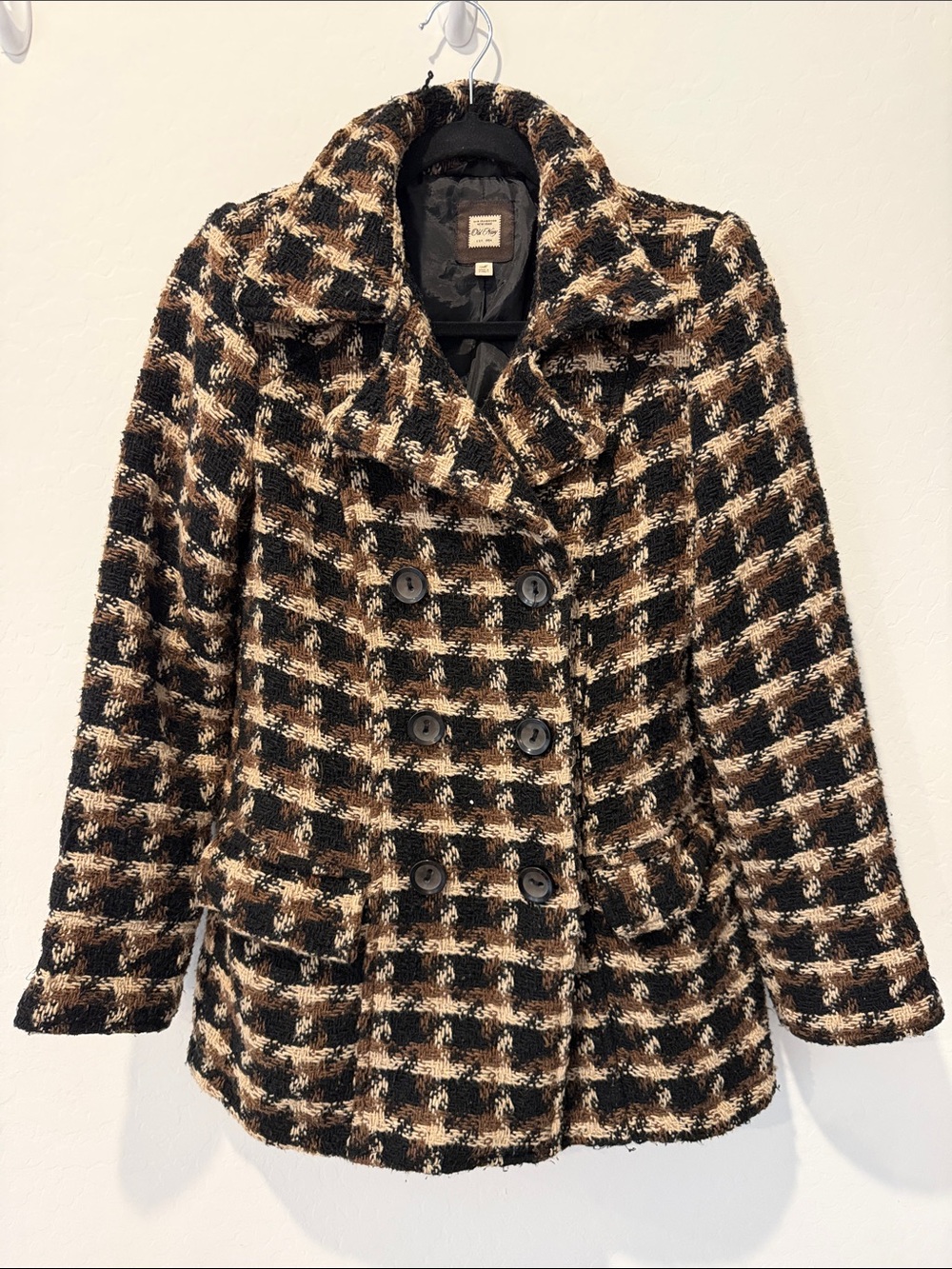 Old Navy Tweed Peacoat Jacket in Black & Brown